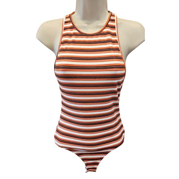 Intimately free people sz S ribbed stretch orange fall color tank bodysuit EUC - Picture 2 of 9